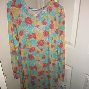 Lularoe Debbie dress rose print long sleeve